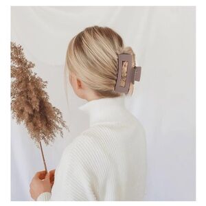 Set of Three Hair Claw Clips - Black, Cream, Spring Green